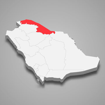 recommend clip art: Northern Borders region location within Saudi Arabia 3d map