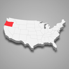 Oregon state location within United States 3d map