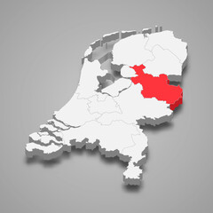 Overijssel province location within Netherlands 3d map