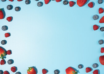 Mix of berries background with a copy space  