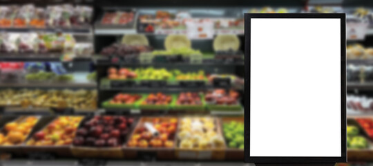 blank advertising billboard on supermarket screen MOCKUP for advertising Digital Marketing