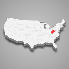 West Virginia state location within United States 3d map © magr80