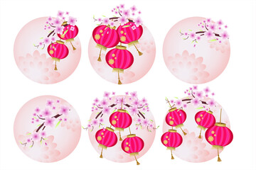 Obraz na płótnie Canvas Chinese happy new year lantern and sakura flower 