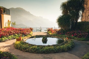  Morning in Belvedere Principessa di Piemonte, public gardens in Ravello, Amalfi coast, Italy