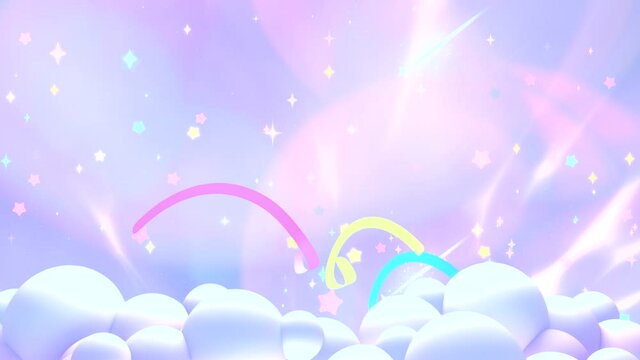 Looped cartoon magic unicorn dream animation.