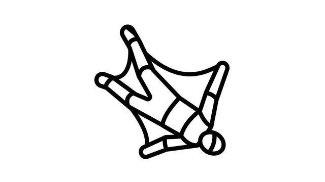 wingsuit fly extremal man animated black icon. wingsuit fly extremal man sign. isolated on white background