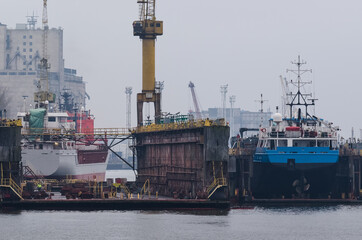 Fototapeta premium SHIPYARD - Merchant vessels and repair docks 
