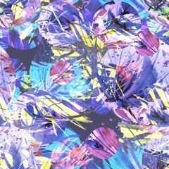 Creative seamless watercolor pattern of plants, Herbs, flowers, poppy, lily.
pink, purple tulip. multicolored flowers watercolor, stylish pattern. Abstract paint splash. Watercolor background. spray
