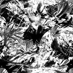 Creative seamless watercolor pattern of plants, Herbs, flowers, poppy, rose, peony. black,white flowers watercolor, stylish pattern. Abstract paint splash. Watercolor background.Branches, thickets