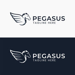 Awesome pegasus head wing logo template