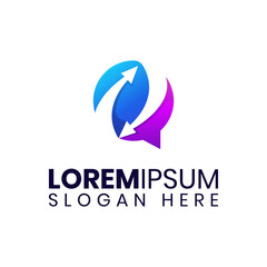 Chat exchange arrow logo template