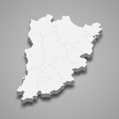 Fototapeta premium 3d isometric map of Bacs-Kiskun is a county of Hungary