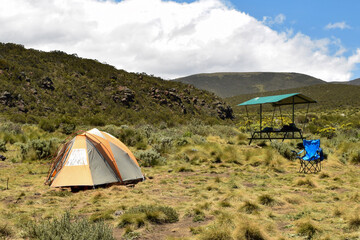 camping in the mountains at Mount Kenya