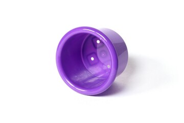 Toy small purple bucket isolated on white background