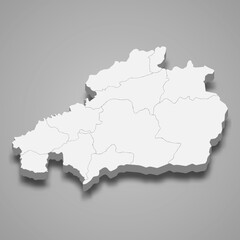 Fototapeta na wymiar 3d isometric map of Castelo Branco is a district of Portugal