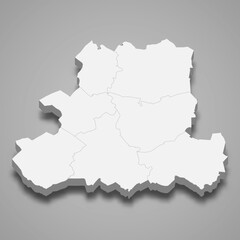 3d isometric map of Csongrad-Csanad is a county of Hungary