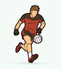 Gaelic Football male player cartoon graphic vector.