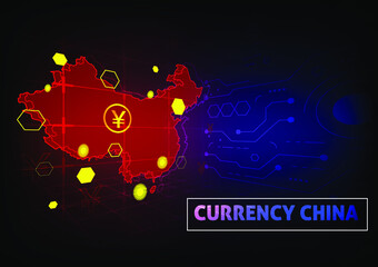 high technology currency china yuan using as abstract background business digital data technology concept