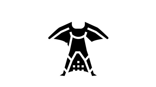 wingsuit flight sport man animated glyph icon. wingsuit flight sport man sign. isolated on white background