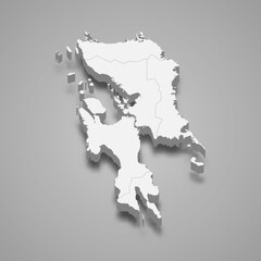3d isometric map of Eastern Visayas is a region of Philippines,
