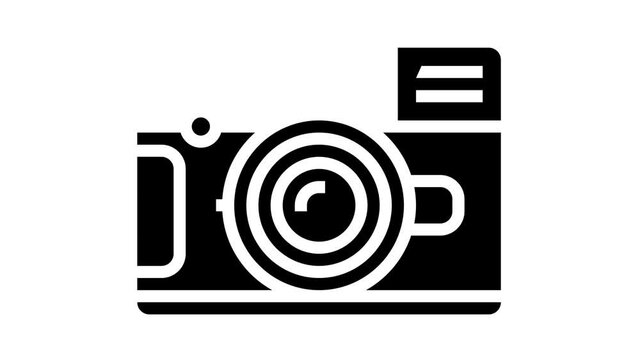 vintage photo camera animated glyph icon. vintage photo camera sign. isolated on white background