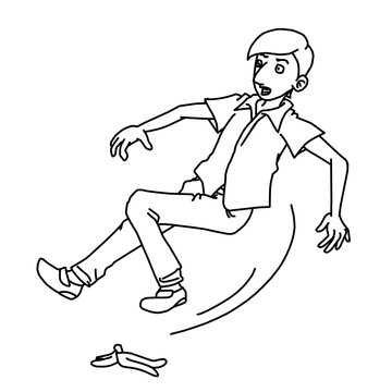 Man Slipping on Banana Falling Down Fail Whiteboard Animation SVG Image