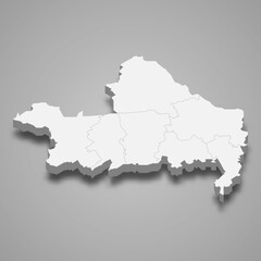 3d isometric map of Gyor-Moson-Sopron is a county of Hungary