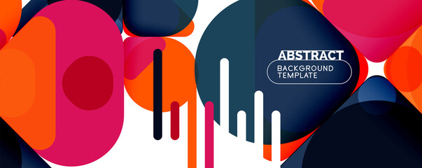 Modern geometric round shapes and dynamic lines, abstract background. Vector illustration for placards, brochures, posters and banners