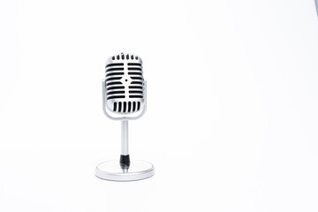 Vintage classic microphone isolated on white background