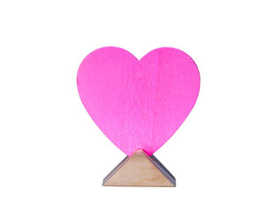 Pink wooden heart on white background,Valentines day ideas