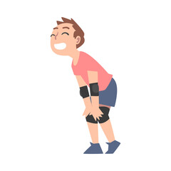 Cute Boy Wearing Knee and Elbow Pads Cartoon Style Vector Illustration