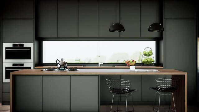 Modern kitchen interior design 3d animation video 4k