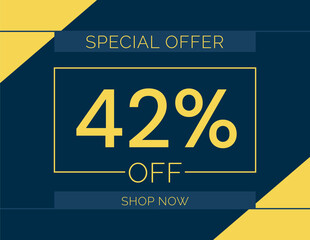 Sale special offer 42% off sign, 42 percent Discount sale minimal banner vector illustration