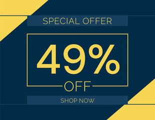 Sale special offer 49% off sign, 49 percent Discount sale minimal banner vector illustration