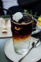 Iced Americano  and coconut ice cream