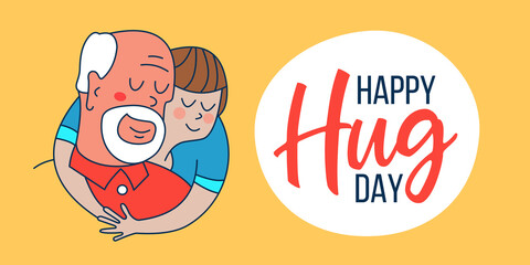 Happy hug day. Vector greeting card, illustration.