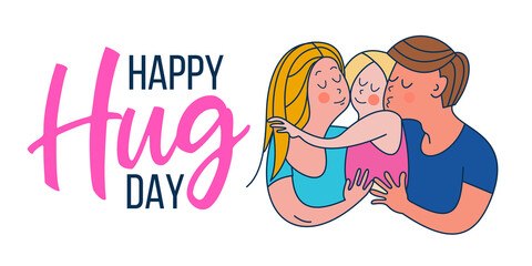 Happy hug day. Vector greeting card, illustration.