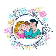 Happy hug day. Vector greeting card, illustration.