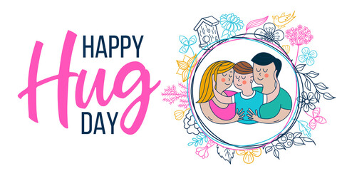 Happy hug day. Vector greeting card, illustration.