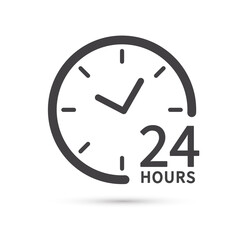 24 hours icon isolated on white background. Twenty four hour open. Vector illustration.