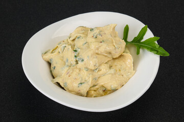 Hummus snack with olive oil