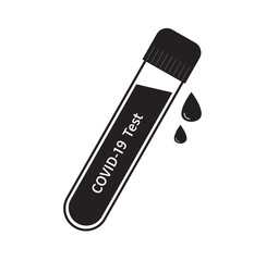 Medical test tubes with blood sample for covid-19. Blood test tube icon on white background. Vector illustration. 