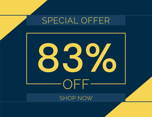 Sale special offer 83% off sign, 83 percent Discount sale minimal banner vector illustration