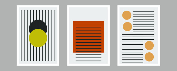 Trendy set of abstract creative minimalist artistic hand painted composition ideal for wall decoration, as postcard or brochure design, vector illustration
