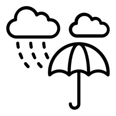 Clouds and umberlla Concept, Rainy Equipment Vector Icon Design, Wet season Symbol on white background, rainfall weather Sign, Wet Prevention Stock
