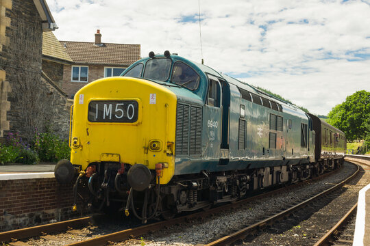 Vintage British Rail Class 37 Or English Electric Type 3 Diesel Locomotive Built Between 1960 To 1965 