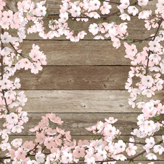 満開の桜の花　春　3DCG