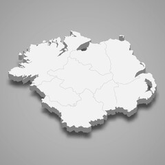 3d isometric map of Ulster is a province of Ireland, vector illustration