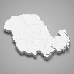 3d isometric map of Vestfold og Telemark is a county of Norway, vector illustration