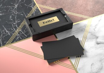 Art deco style business card mockup with Hello! message on the back 